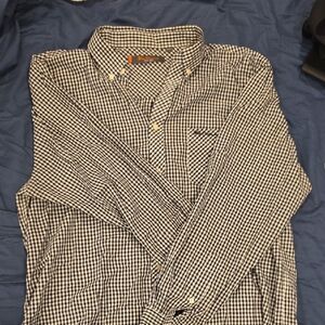 Ben Sherman Navy and White Gingham Button-Down Shirt